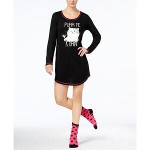 Jenni By Jennifer Moore Womens Graphic Top And Socks Sleepshirt Set Size S